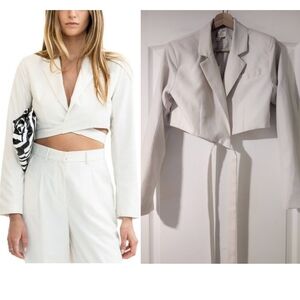 Torn by Ronny Kobo | Janelle Wrap Jacket In Jet Stream Ivory